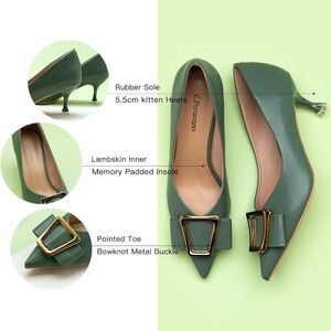 C.Paravano Elegant Green Pumps with Gold Buckle size 42/U.S 11.5 NWT..